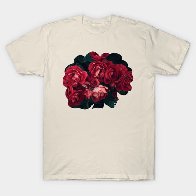 Black Flower Girl T-Shirt by Tingsy